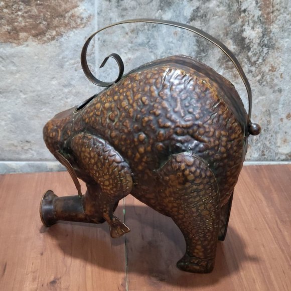 Vintage Metal Elephant Hammered Copper Water Can - Picture 13 of 15
